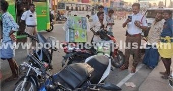 திண்டுக்கல்லில் தலைகவசம் குறித்து போக்குவரத்து காவல்துறை விழிப்புணர்வு