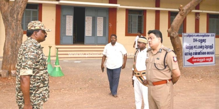 வாக்கு எண்ணும் மையங்களில் காவல் ஆணையர் ஆய்வு