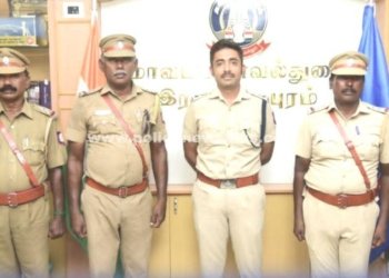 பணி நிறைவு பெறுவோருக்கு எஸ்பி பாராட்டு