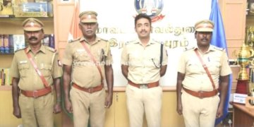 பணி நிறைவு பெறுவோருக்கு எஸ்பி பாராட்டு
