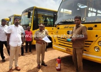 காரைக்குடியில் பள்ளி வாகனங்கள் வருடாந்திர ஆய்வு