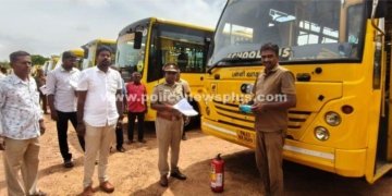 காரைக்குடியில் பள்ளி வாகனங்கள் வருடாந்திர ஆய்வு