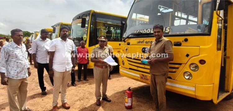 காரைக்குடியில் பள்ளி வாகனங்கள் வருடாந்திர ஆய்வு