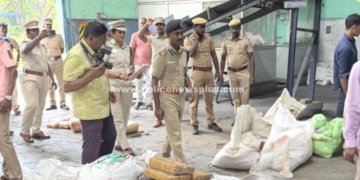 திண்டுக்கல், தேனி மாவட்டங்களில் கைப்பற்றப்பட்ட கஞ்சா அழிப்பு