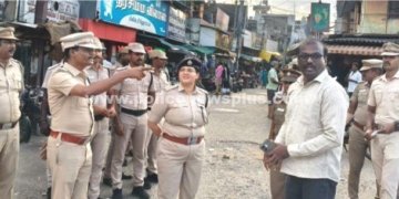 செங்கல்பட்டு பஜாரில் காவல்துறை கண்காணிப்பு