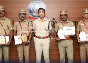 பணி நிறைவு பெறும் காவல்துறையினருக்கு எஸ்.பி. பாராட்டு