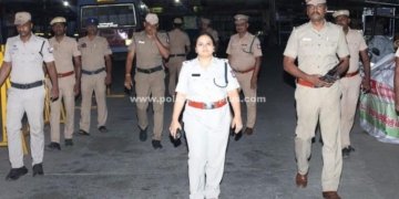 தேனியில் காவல்துறையினரின் தீவிர நடை ரோந்து