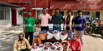 மீஞ்சூர் அருகே 60 கிலோ குட்கா பறிமுதல். இருவர் கைது