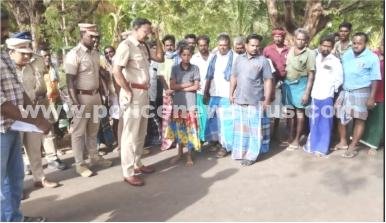 சாலை விபத்து பகுதியை ஆய்வு செய்த எஸ்.பி.