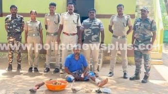 மான் கொம்பு, அலுங்கு ஓடுகள் பறிமுதல். ஒருவர் கைது
