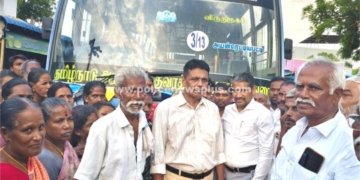 புதிய பேருந்து வழித்தடத்தை தொடங்கி வைத்த அமைச்சர்