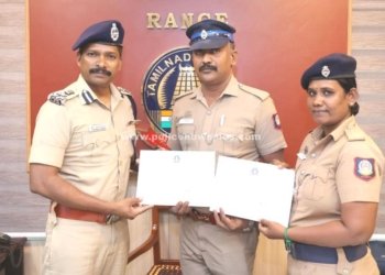 சிறப்பாக பணியாற்றிய 2 தலைமை காவலர்களுக்கு பாராட்டு