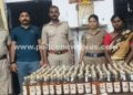 மதுபாட்டில்கள் பதுக்கிய பெண் கைது
